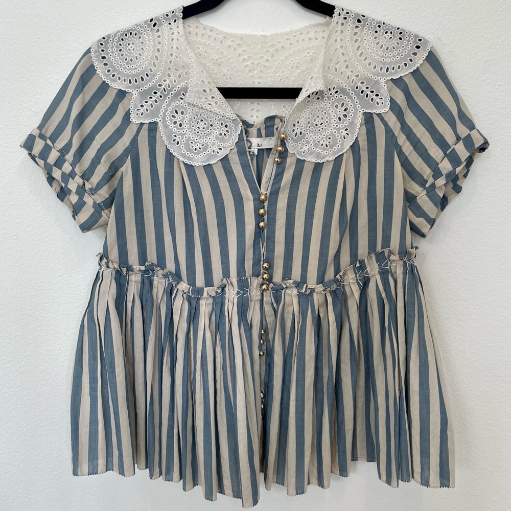Phillip Lim 3.1 striped shirt with lace collar